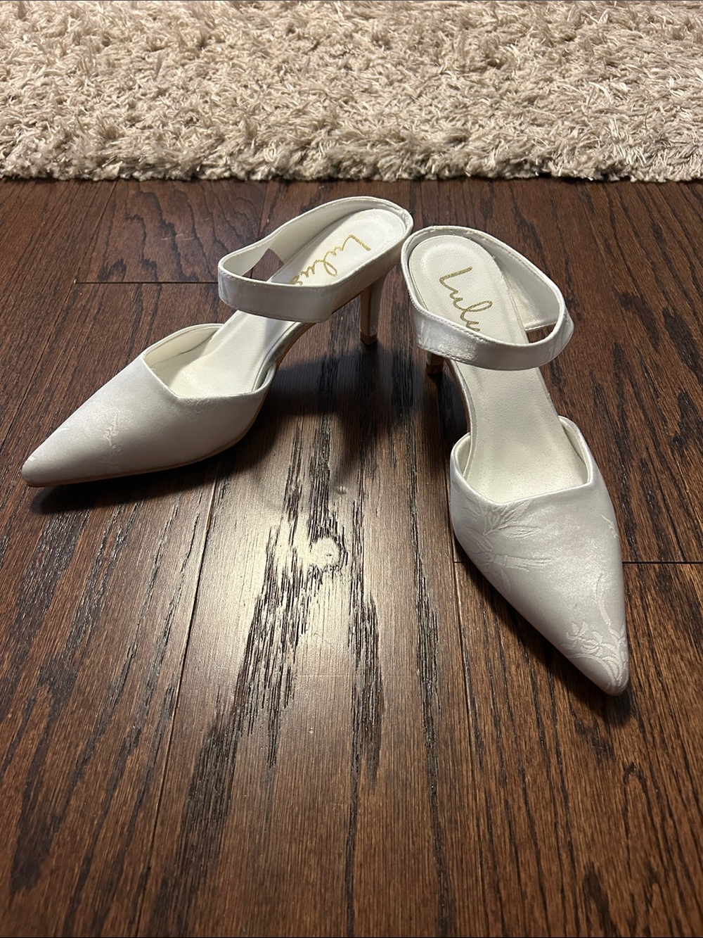 lululemon athletica Ivory Satin Pointed-Toe Slingback Heels
